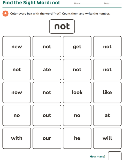 Preview of Sight Words worksheet for kindergarten