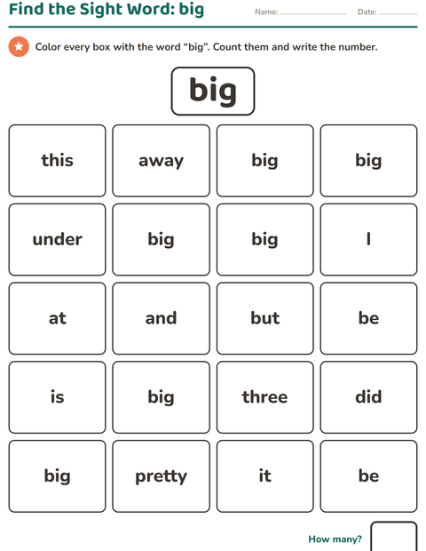 Preview of Sight Words worksheet for kindergarten