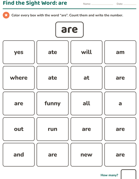 Preview of Sight Words worksheet for kindergarten