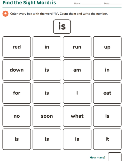 Preview of Sight Words worksheet for kindergarten