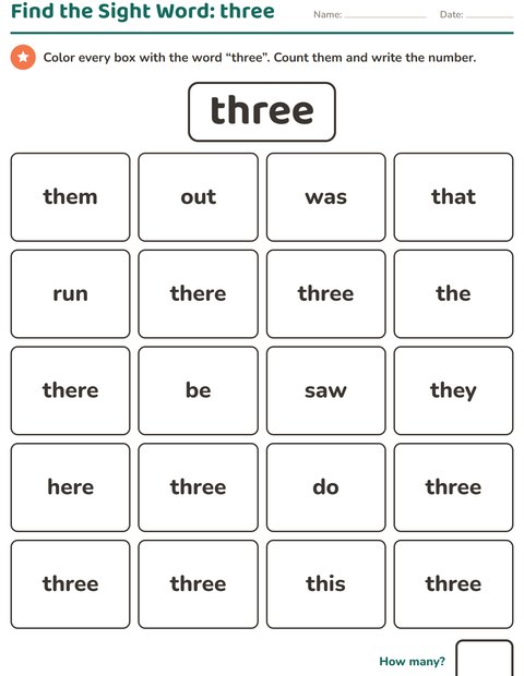 Preview of Sight Words worksheet for kindergarten