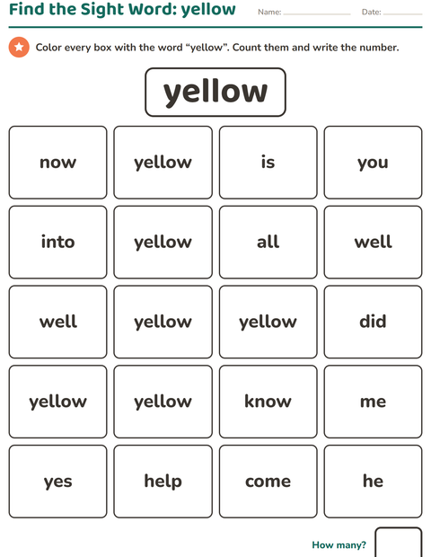 Preview of Sight Words worksheet for kindergarten