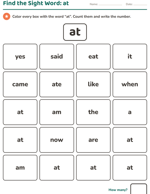 Preview of Sight Words worksheet for kindergarten