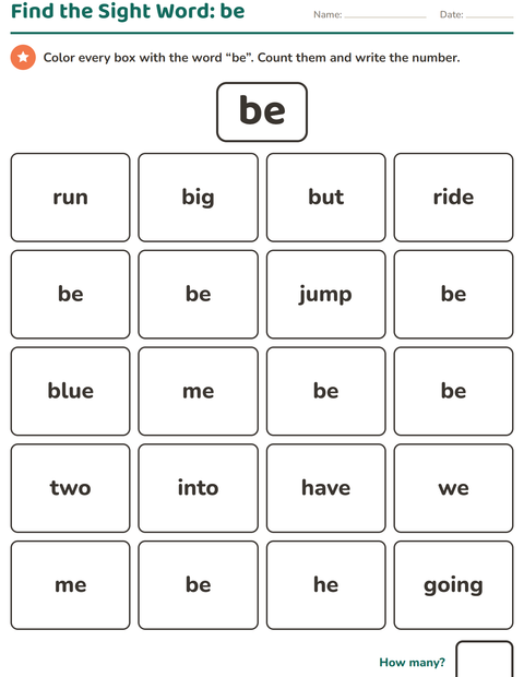 Preview of Sight Words worksheet for kindergarten