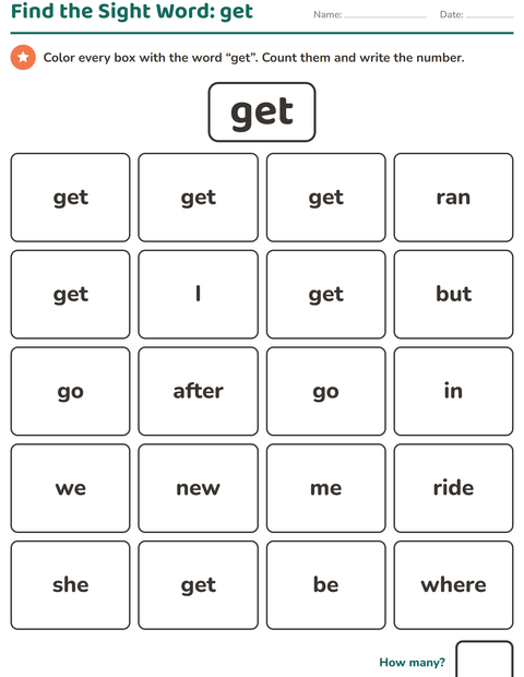 Preview of Sight Words worksheet for kindergarten