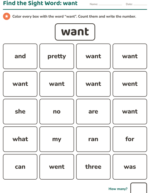 Preview of Sight Words worksheet for kindergarten