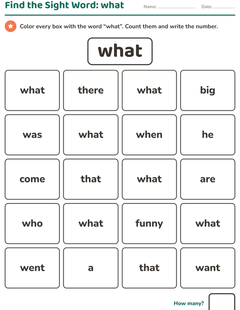 Preview of Sight Words worksheet for kindergarten