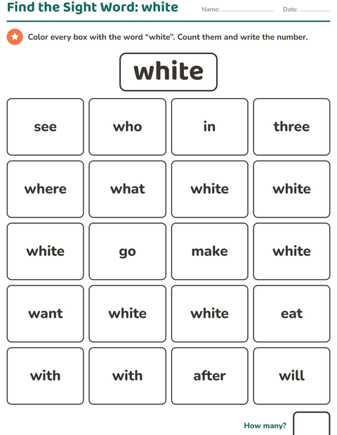 Preview of Sight Words worksheet for kindergarten