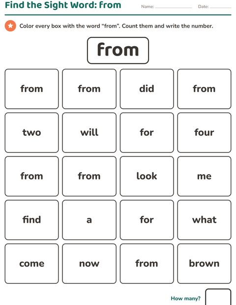 Preview of Sight Words worksheet for kindergarten