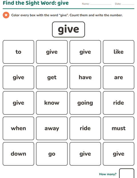 Preview of Sight Words worksheet for kindergarten
