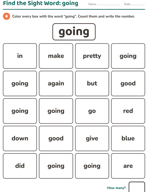 Preview of Sight Words worksheet for kindergarten
