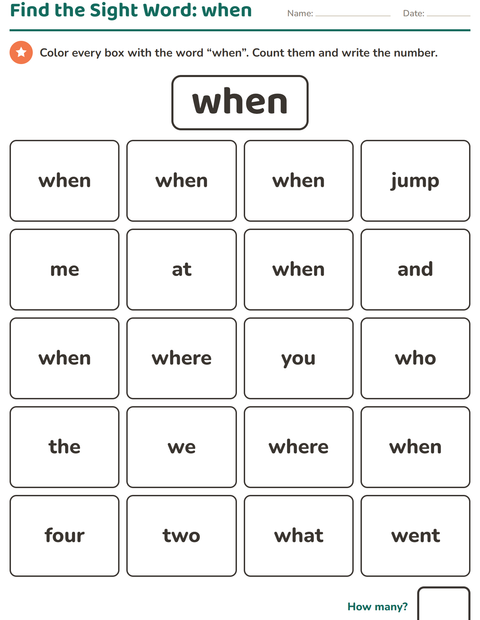 Preview of Sight Words worksheet for kindergarten