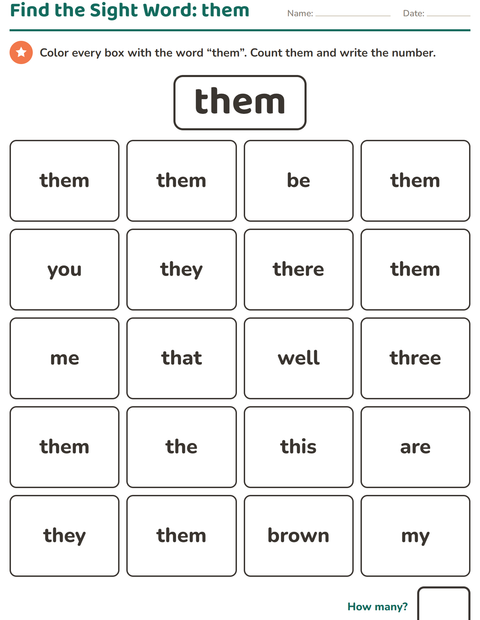 Preview of Sight Words worksheet for kindergarten