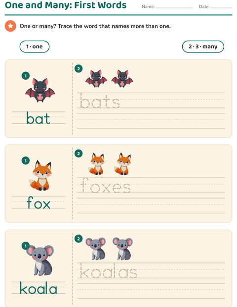 One and Many: First Words with Bat, Fox and Koala