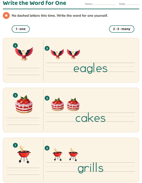 Preview of Singular and Plural worksheet featuring 4th of July for kindergarten