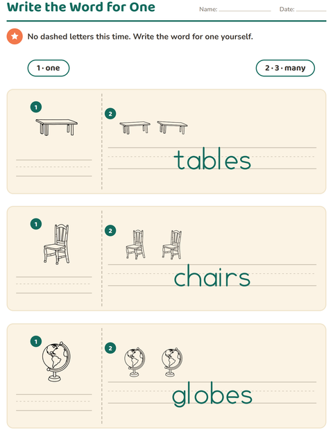 Preview of Singular and Plural worksheet featuring Classroom (B&W) for kindergarten
