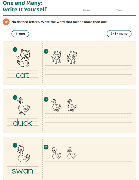 Preview of Singular and Plural worksheet featuring Farm Animals BW for kindergarten