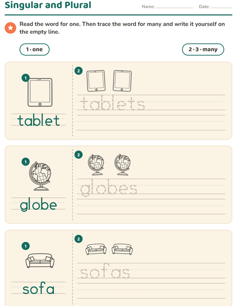 Preview of Singular and Plural worksheet featuring Household BW for kindergarten