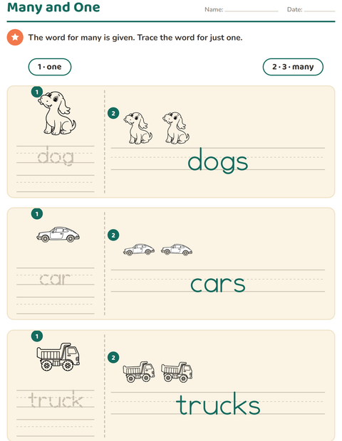 Preview of Singular and Plural worksheet featuring Toys BW 2 for kindergarten