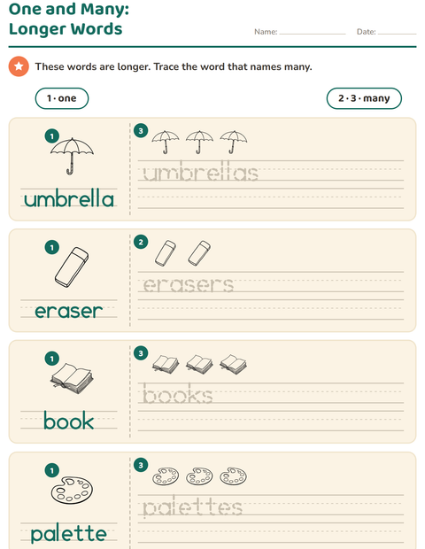 Preview of Singular and Plural worksheet featuring Education BW for kindergarten