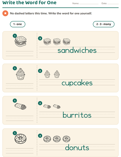 Preview of Singular and Plural worksheet featuring Food BW for kindergarten