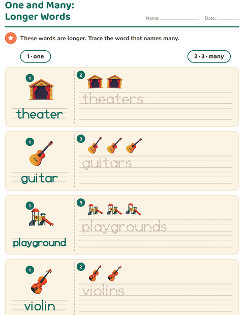 Preview of Singular and Plural worksheet featuring Activities for kindergarten
