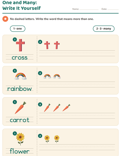Preview of Singular and Plural worksheet featuring Easter for kindergarten