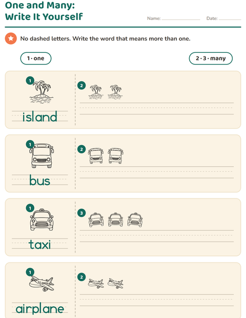 Preview of Singular and Plural worksheet featuring Travel and Holiday BW for kindergarten