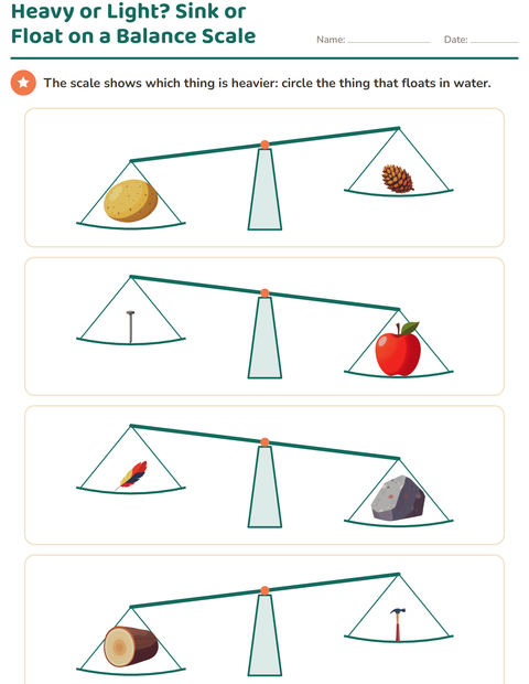 Preview of Sink or Float worksheet for grade 1