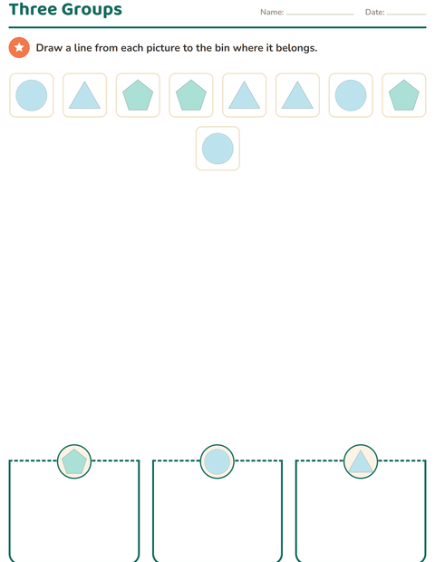 Preview of Sorting and Categorizing worksheet featuring Shapes for grade 1