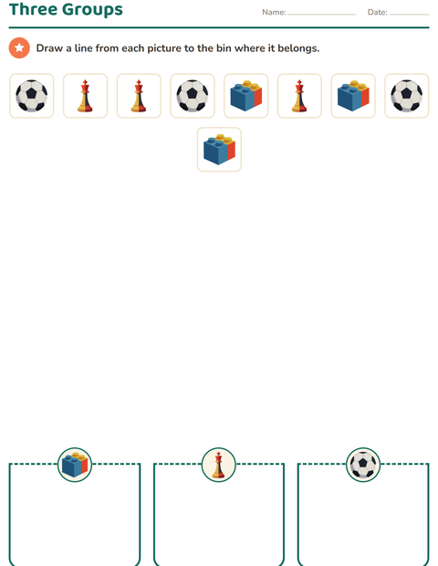 Preview of Sorting and Categorizing worksheet featuring Toys for grade 1
