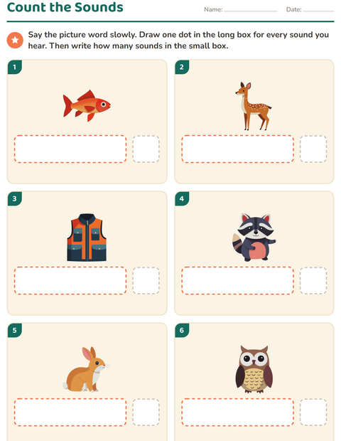 Preview of Sound Boxes worksheet featuring Camping for kindergarten
