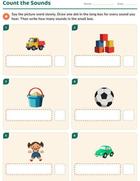 Preview of Sound Boxes worksheet featuring Toys for kindergarten