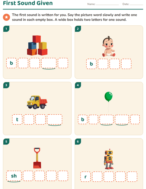 Preview of Sound Boxes worksheet featuring Toys for kindergarten