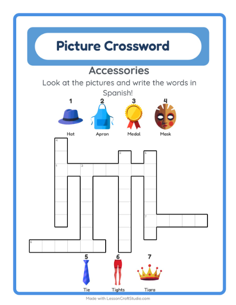 Picture crossword – Accessories