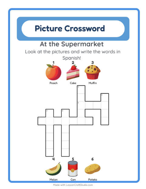 Picture crossword – Supermarket Things