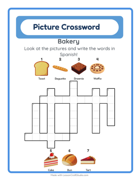 Picture crossword – Bakery Treats