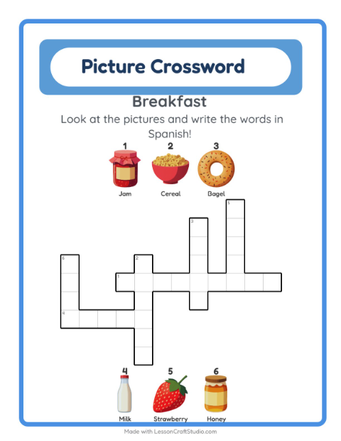Picture crossword – Breakfast