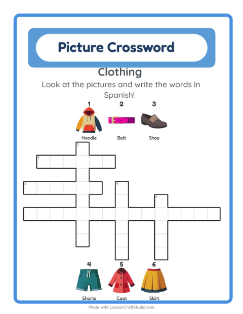 Picture crossword – Clothes