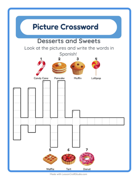 Picture crossword – Desserts and Sweets