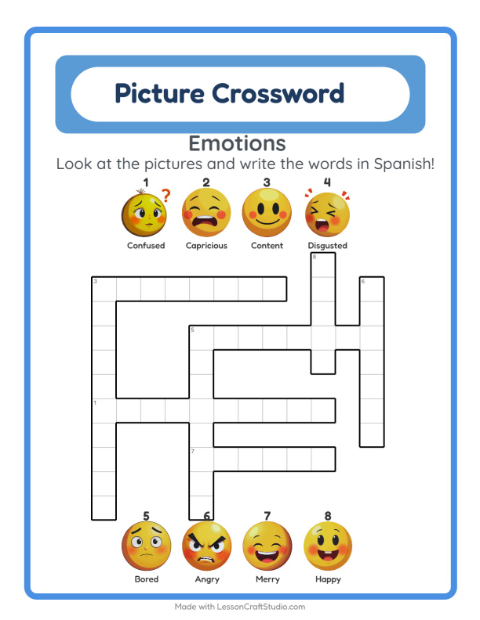 Picture crossword – Feelings