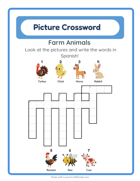 Picture crossword – Farm Animals