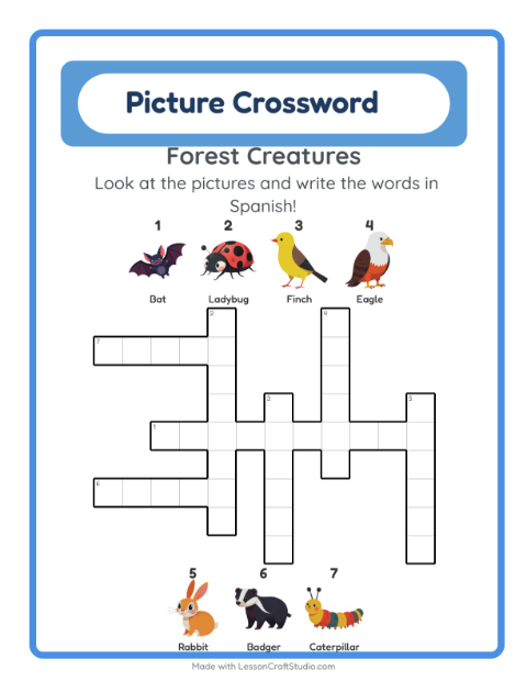 Picture crossword – Forest Creatures