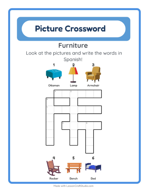 Picture crossword – Furniture