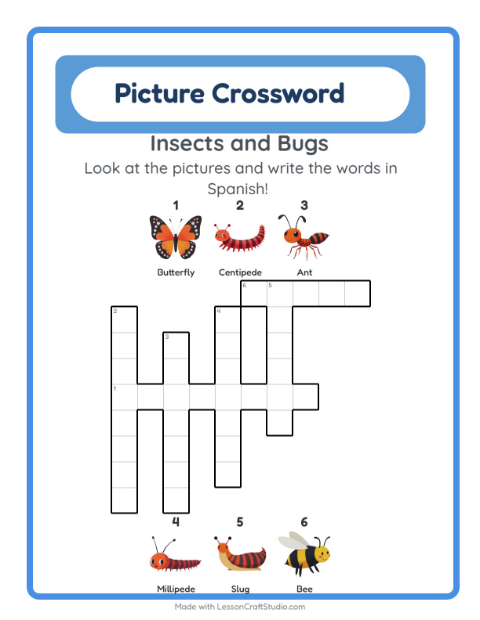 Picture crossword – Insects and Bugs