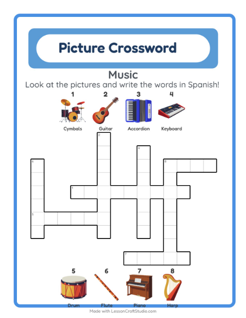 Picture crossword – Musical Instruments