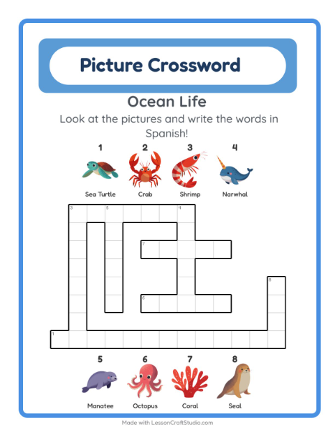 Picture crossword – Ocean Life