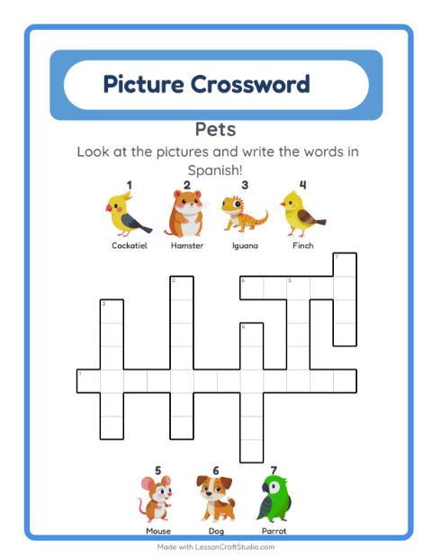 Picture crossword – Pets