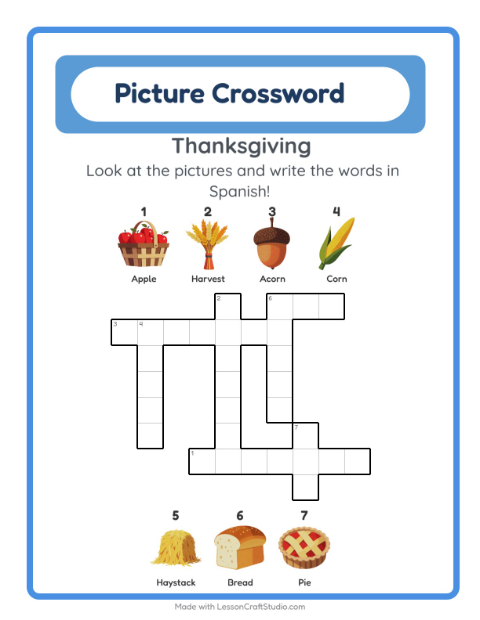 Picture crossword – Thanksgiving