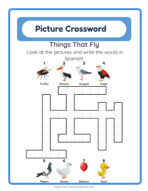 Picture crossword – Things That Fly